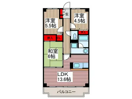 ピエール草加(3LDK/4階)の間取り写真
