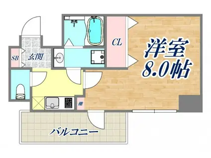 レジデンス三宮ライン(1K/3階)の間取り写真