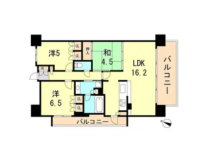 ザ・パークハウス神戸春日野道(3LDK/5階)の間取り写真
