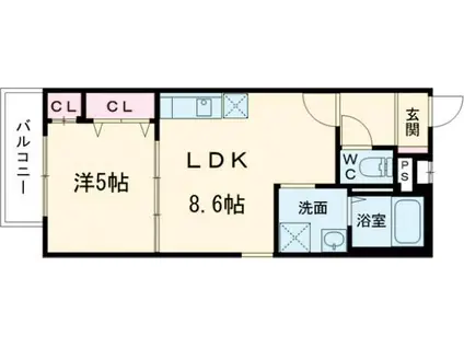 フジパレス弥刀駅北I番館(1LDK/2階)の間取り写真