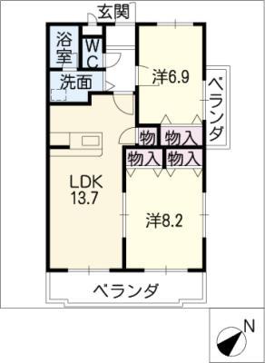 LIEN DAMUR(2LDK/3階)の間取り写真