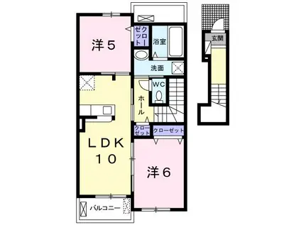 リオ・グランデ直方1番館(2LDK/2階)の間取り写真