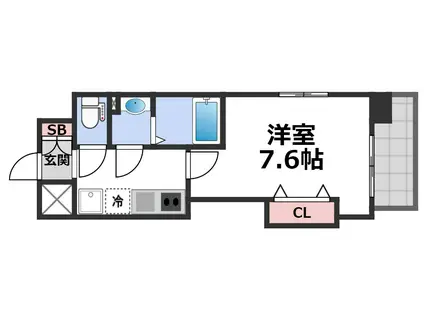 LUXE玉造II(1K/13階)の間取り写真