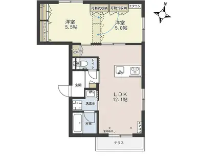 BELLE CLAIRE(2LDK/1階)の間取り写真