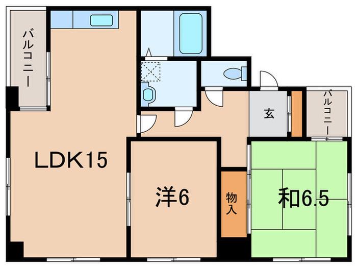 西鈴1番館(2LDK/3階)の間取り写真