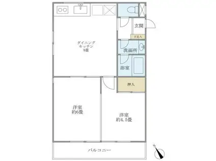 メゾン美羅樹Ⅰ(2DK/2階)の間取り写真