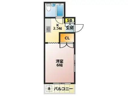 ハイツ平山(1K/3階)の間取り写真