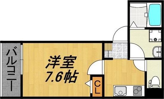 LECOCON一宮Ⅶ(1K/1階)の間取り写真
