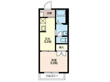 フレグランス馬見塚 2番館(1DK/2階)の間取り写真