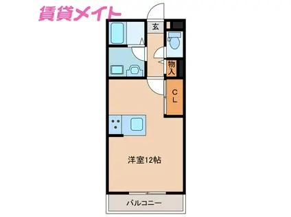 プリシェール平田 B(1K/2階)の間取り写真