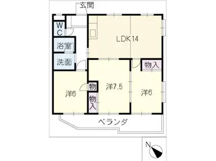 榊原ハイツ(3LDK/1階)の間取り写真