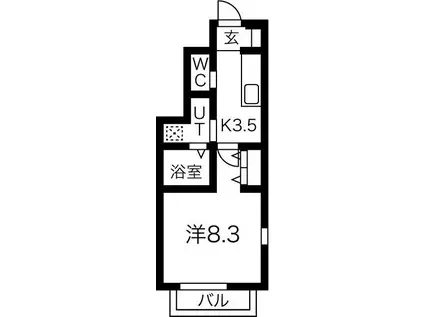 ヴィラ セレッソB棟(1K/1階)の間取り写真