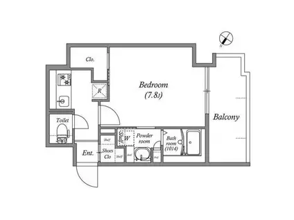 GENOVIA神戸湊川公園(1K/11階)の間取り写真