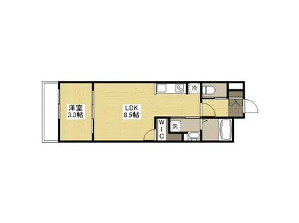 月光福山中央弐番館(1LDK/3階)の間取り写真