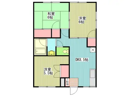 ウインズコーポI(3DK/2階)の間取り写真