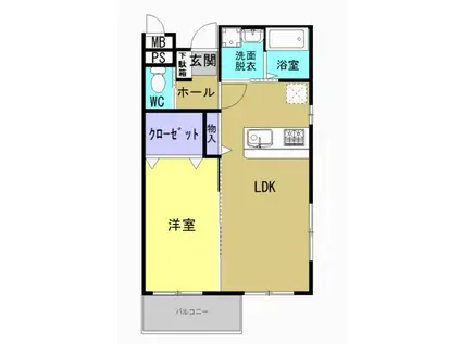 リヴェール(1LDK/1階)の間取り写真