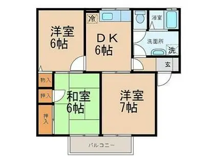 ハイムローリエ(3DK/2階)の間取り写真