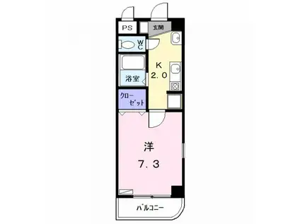 グレースハイム甲陽(1K/1階)の間取り写真