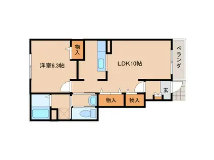 カルムプロムナード(1LDK/1階)の間取り写真