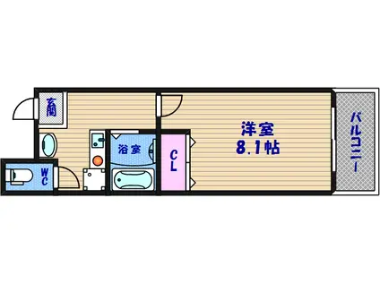 CITY SPIRE上本町(1K/4階)の間取り写真