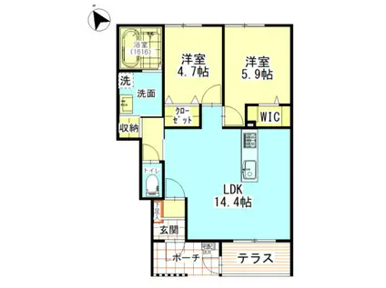 アルクス長束(2LDK/1階)の間取り写真