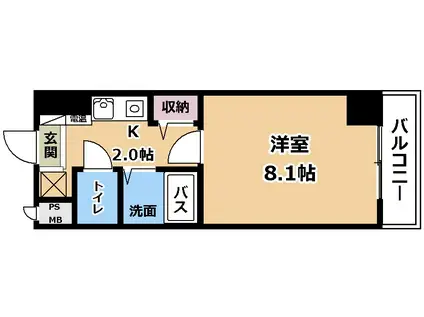 グランデ・ラーゴHOEI Ⅰ(1K/2階)の間取り写真