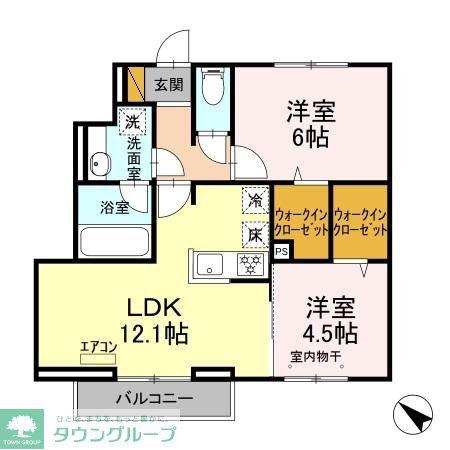 ソレアード(2LDK/1階)の間取り写真