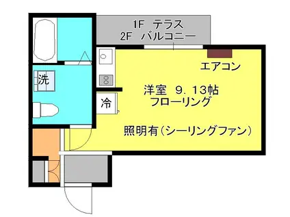 下九沢ガーデンコート(ワンルーム/1階)の間取り写真