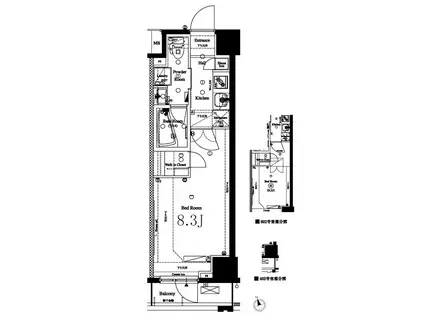 アークマーク梅屋敷アジールコート(1K/3階)の間取り写真