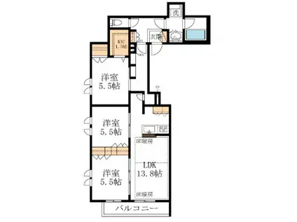 中山3丁目メゾン(3LDK/2階)の間取り写真