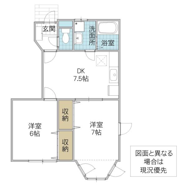 トリムハウスD(2DK/1階)の間取り写真