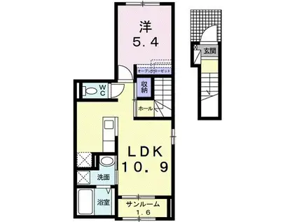 ディア・ショコラ(1LDK/2階)の間取り写真