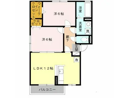 リッツハウス II番館(2LDK/2階)の間取り写真