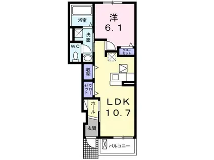 ルミエール エヴァン(1LDK/1階)の間取り写真