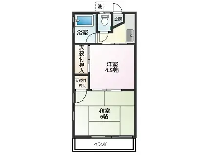 宮下荘(2K/2階)の間取り写真