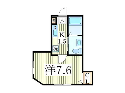 レガリアコート柏の葉(1K/1階)の間取り写真