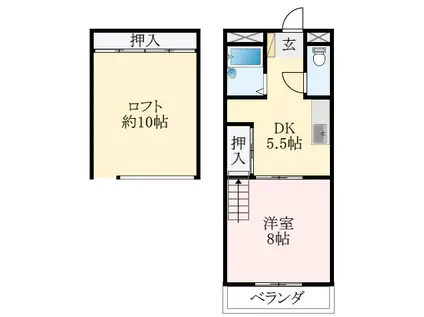 センチュリーハイツ(1DK/2階)の間取り写真