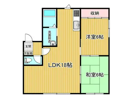関谷ハイツ E棟(2LDK/2階)の間取り写真