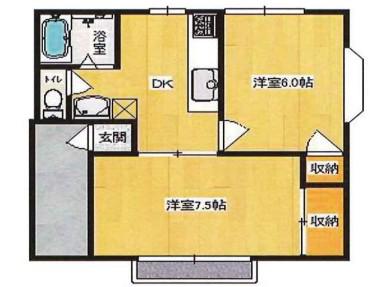 JR高崎線 神保原駅 徒歩18分 2階建 築28年(2DK/2階)の間取り写真