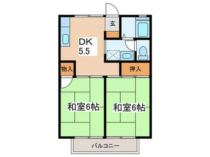 パレーシャル山口1(2DK/2階)の間取り写真