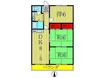 エクセレント富士見台(3DK/1階)の間取り写真