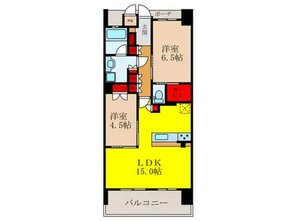 クレアホームズ住ノ江(2LDK/14階)の間取り写真