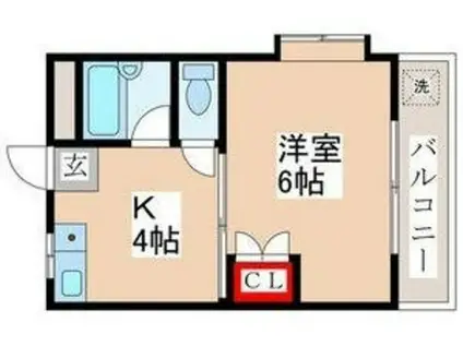 オークハウス(1DK/3階)の間取り写真