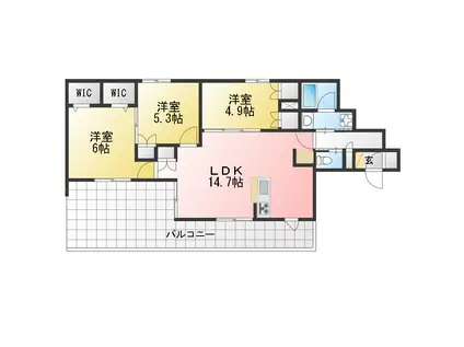 市川原木1丁目メゾン(3LDK/2階)の間取り写真