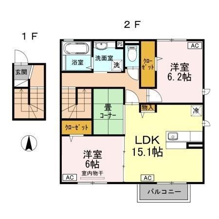 恵比寿II(2LDK/2階)の間取り写真
