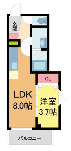 シエーナ川西中央3(1LDK/2階)の間取り写真