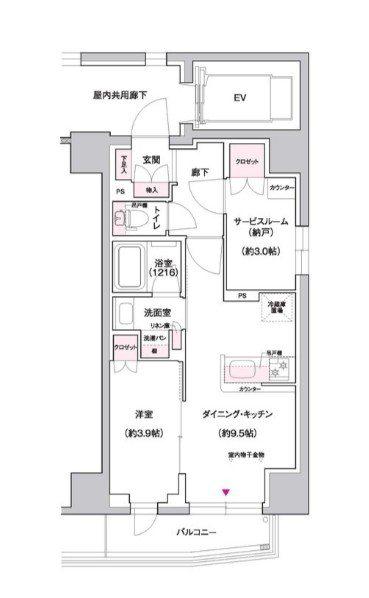 ジェイグランコート上野入谷(1SLDK/5階)の間取り写真