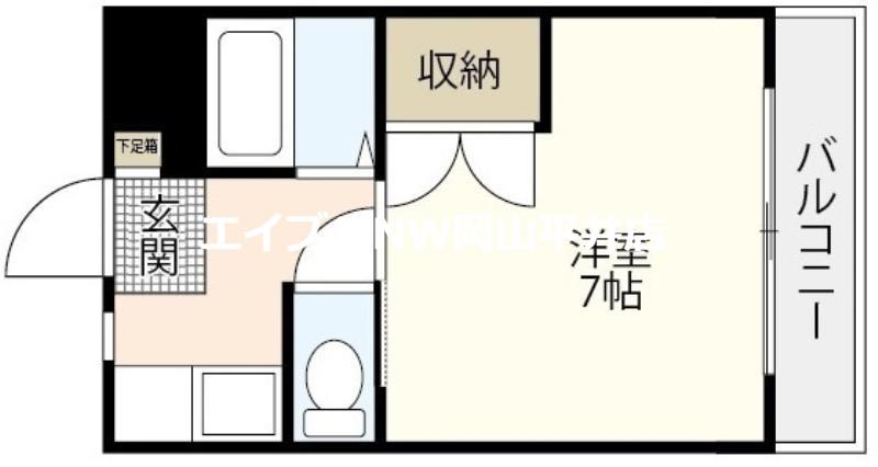 リトルハイム長岡61(1K/2階)の間取り写真