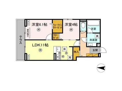 B-KUBUS(2LDK/1階)の間取り写真