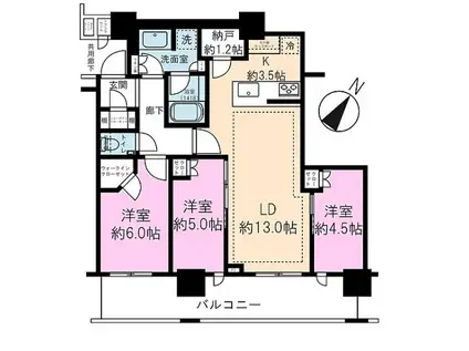 ブリリアザ・タワー東京八重洲アベニュー(2LDK/7階)の間取り写真